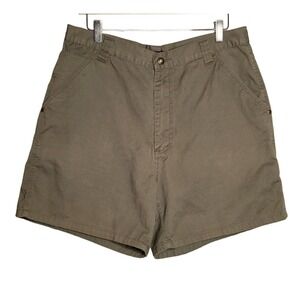 Vintage Bugle Boy Women's 16 High Rise Carpenter Shorts 90's Casual Olive Green‎